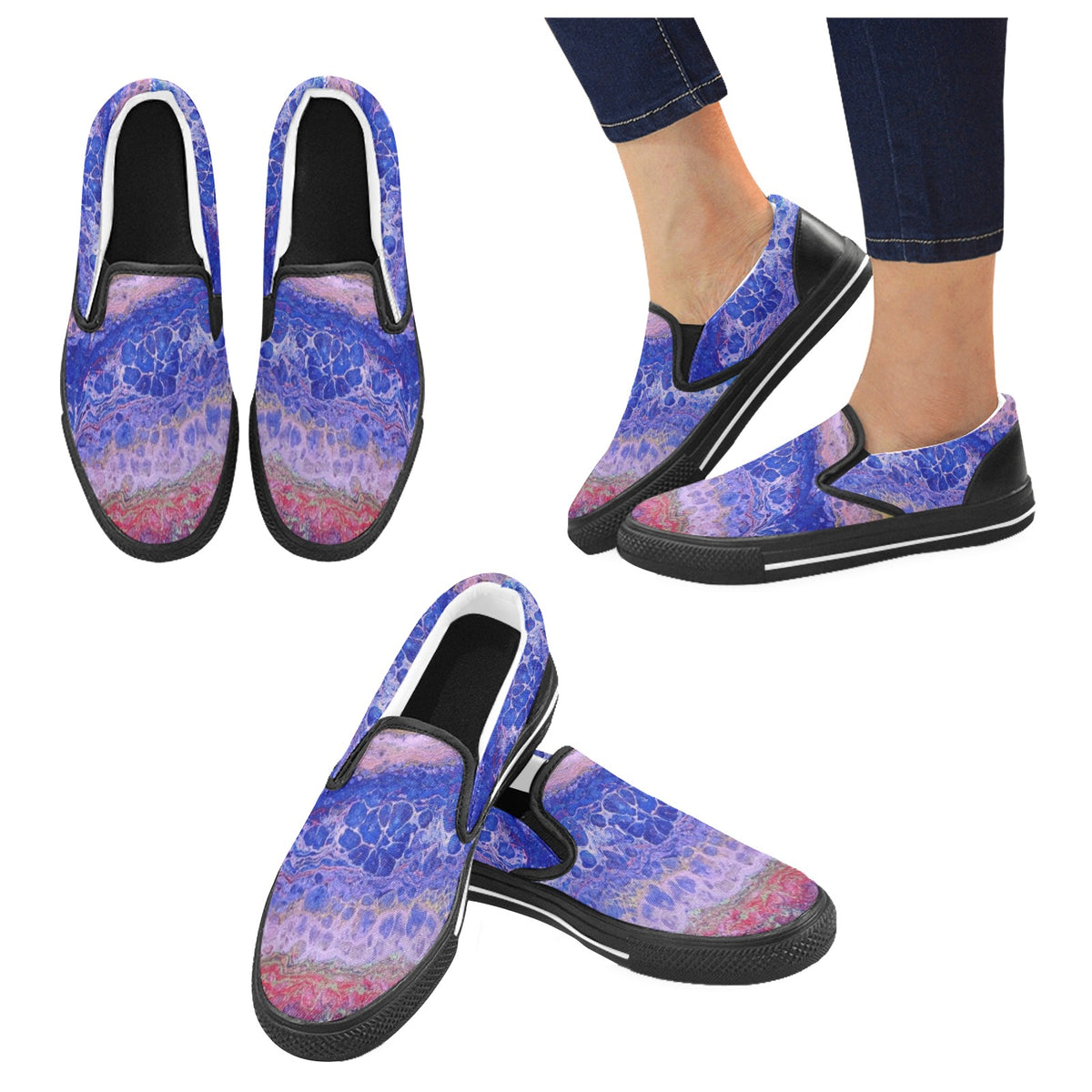 Tie Dye Delight - Men's Slip-On Canvas Shoes