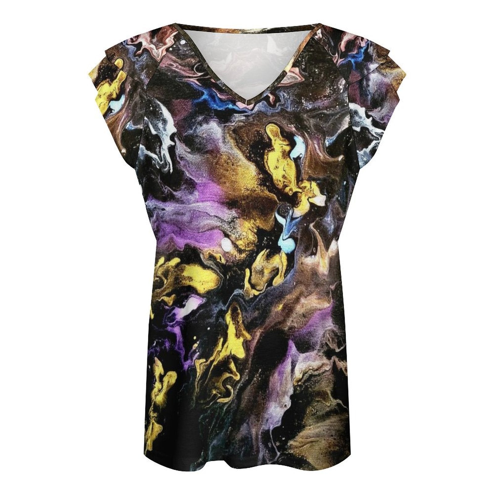 Seline Women's Ruffle Sleeve V-Neck T-Shirt