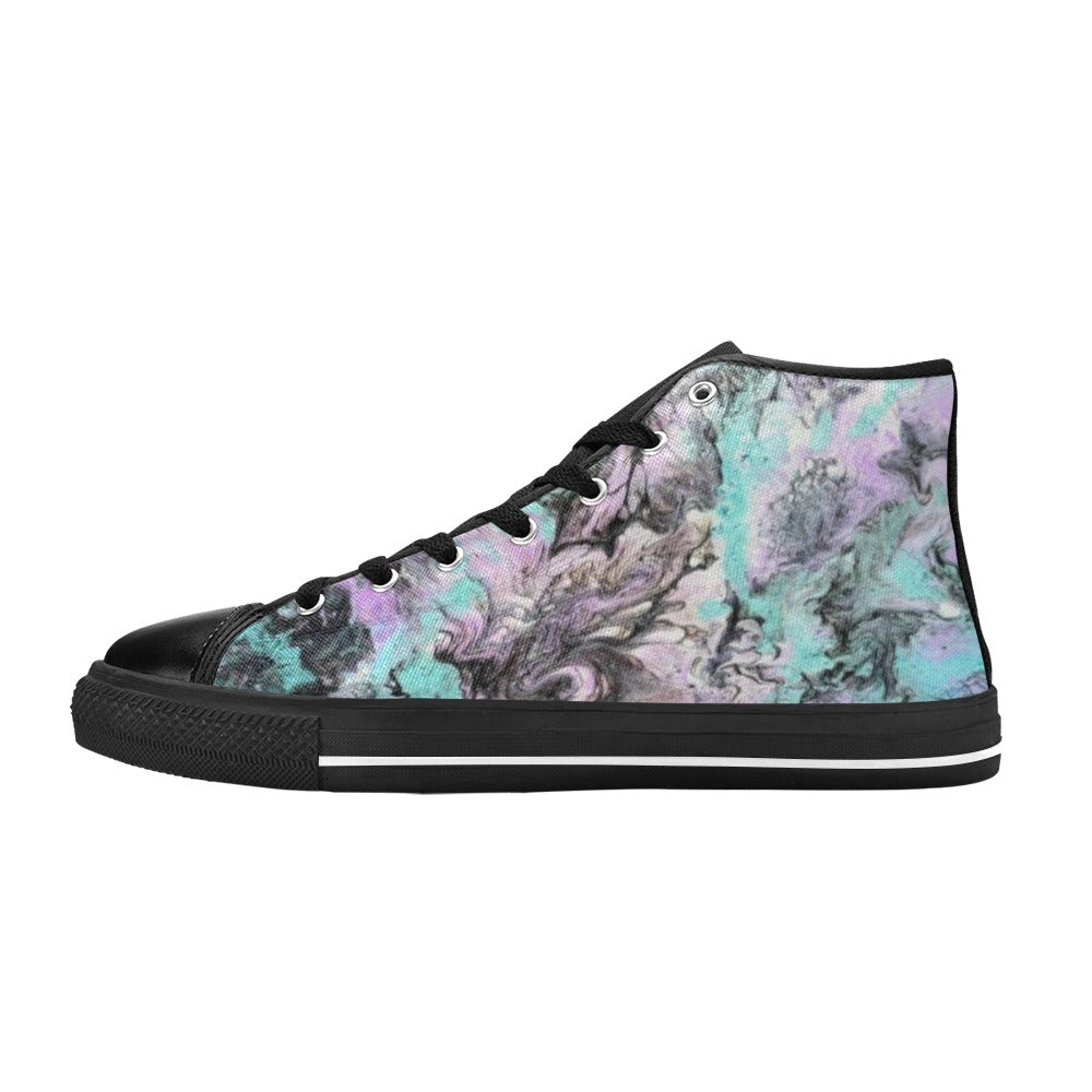 Turquoise Splash - Women's Classic High-Top Canvas Shoes