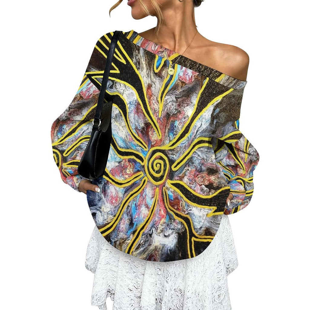 Pieces of Me Women's Off-shoulder Long Sleeve Sweatshirt