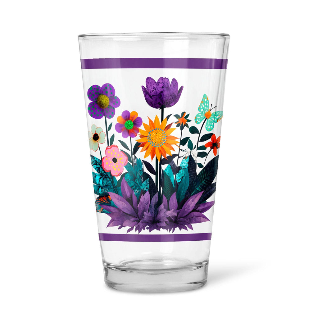 Abstract Purple Garden - 16oz Pint Beer Glass