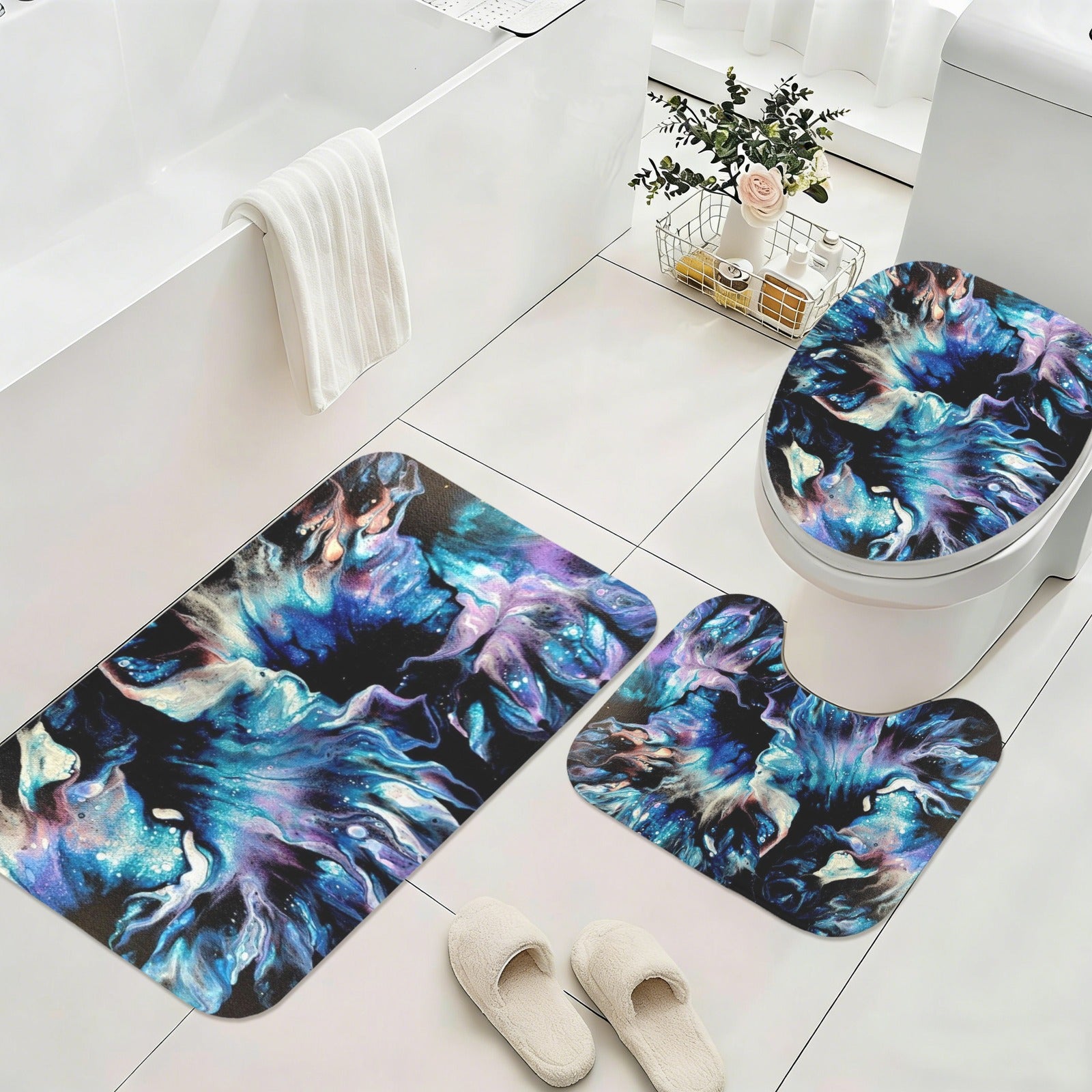 Teal Delight 3-Piece Bathroom Rug Set