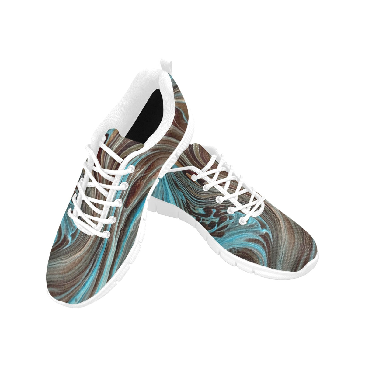 Losing My Marbles White Men's Breathable Running Shoes (Model 055)