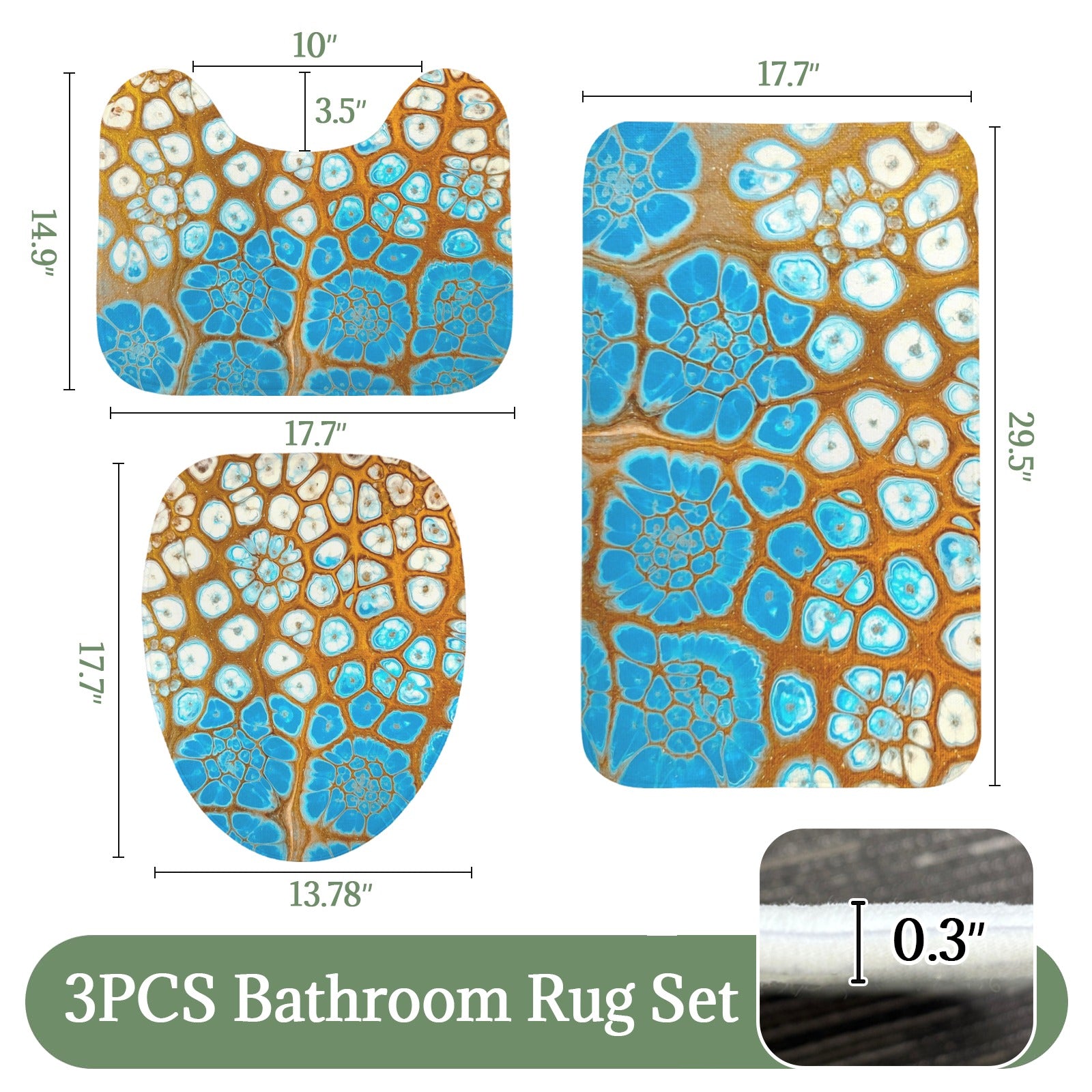 Maui Vibes 3-Piece Bathroom Rug Set