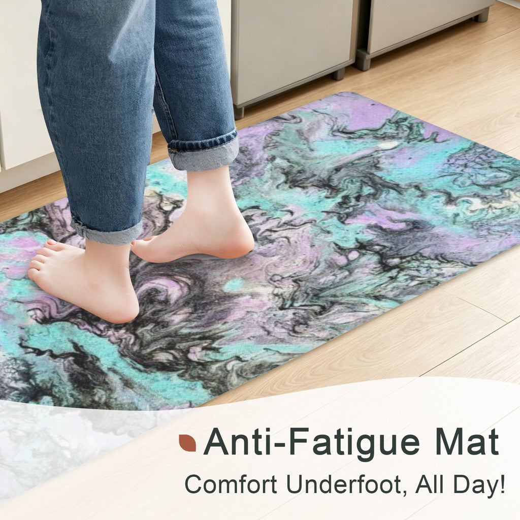Turquoise Splash PVC Anti-Fatigue Kitchen Mat 48x24inch