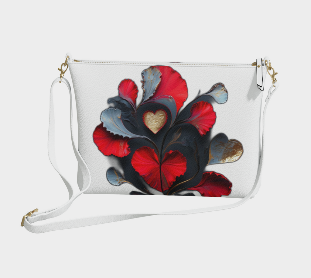Vibrant Abstract Hearts - Vegan Leather Crossbody Purse