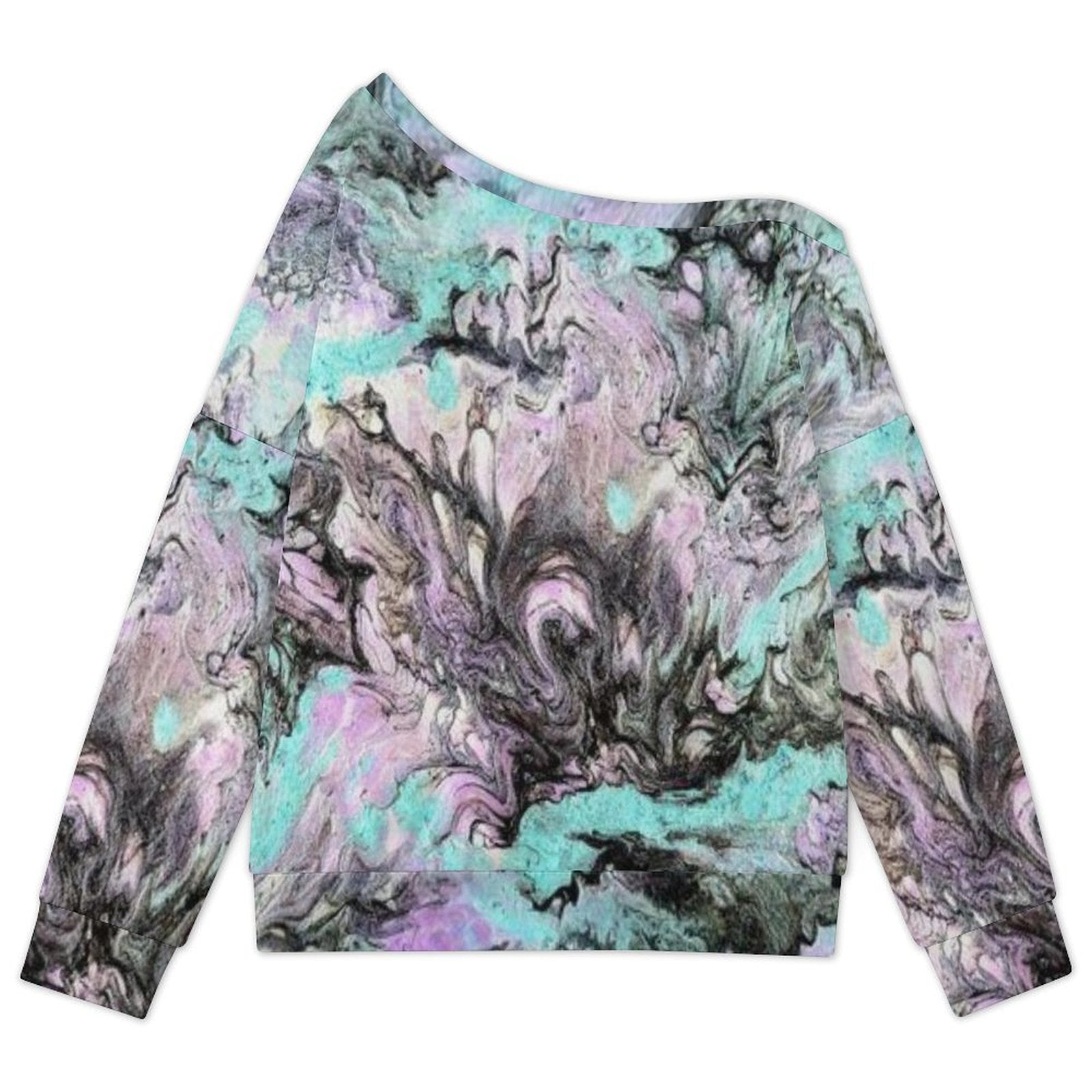 Turquoise Splash Women's Off-shoulder Long Sleeve Sweatshirt
