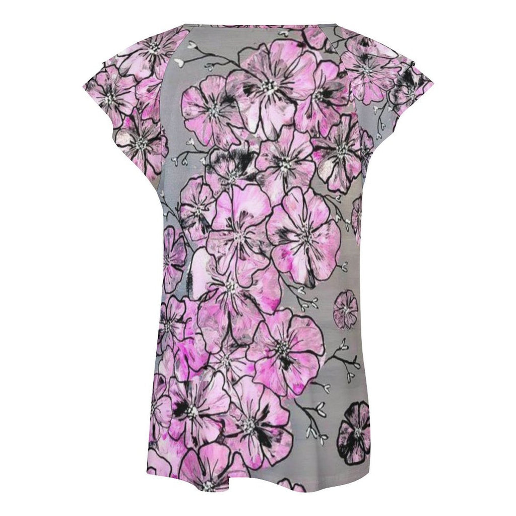 Garden of Hope Women's Ruffle Sleeve V-Neck T-Shirt