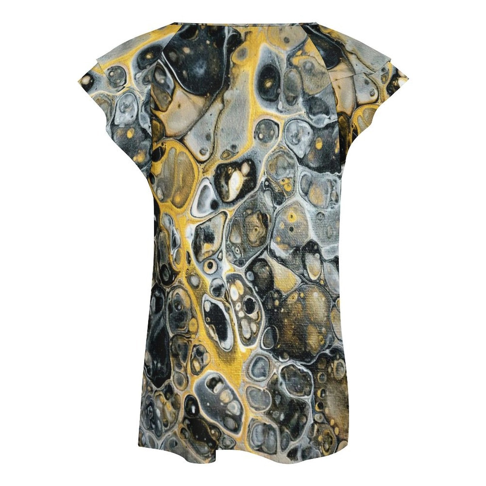 Stone Art Women's Ruffle Sleeve V-Neck T-Shirt