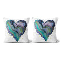 Fluid Art Heart (1) - All-over Print Canvas Throw Pillow Set (12x12)