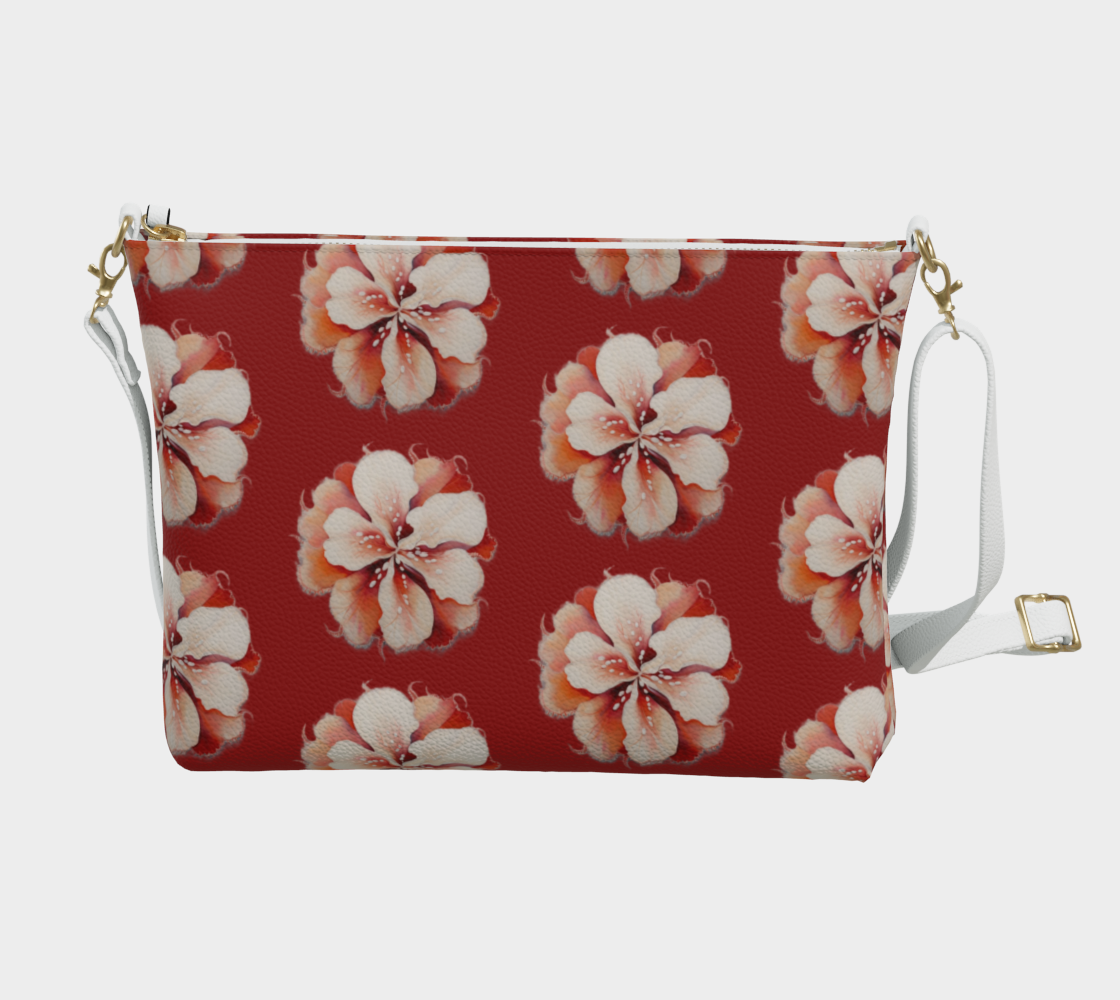 Floral Red - Vegan Leather Crossbody Purse