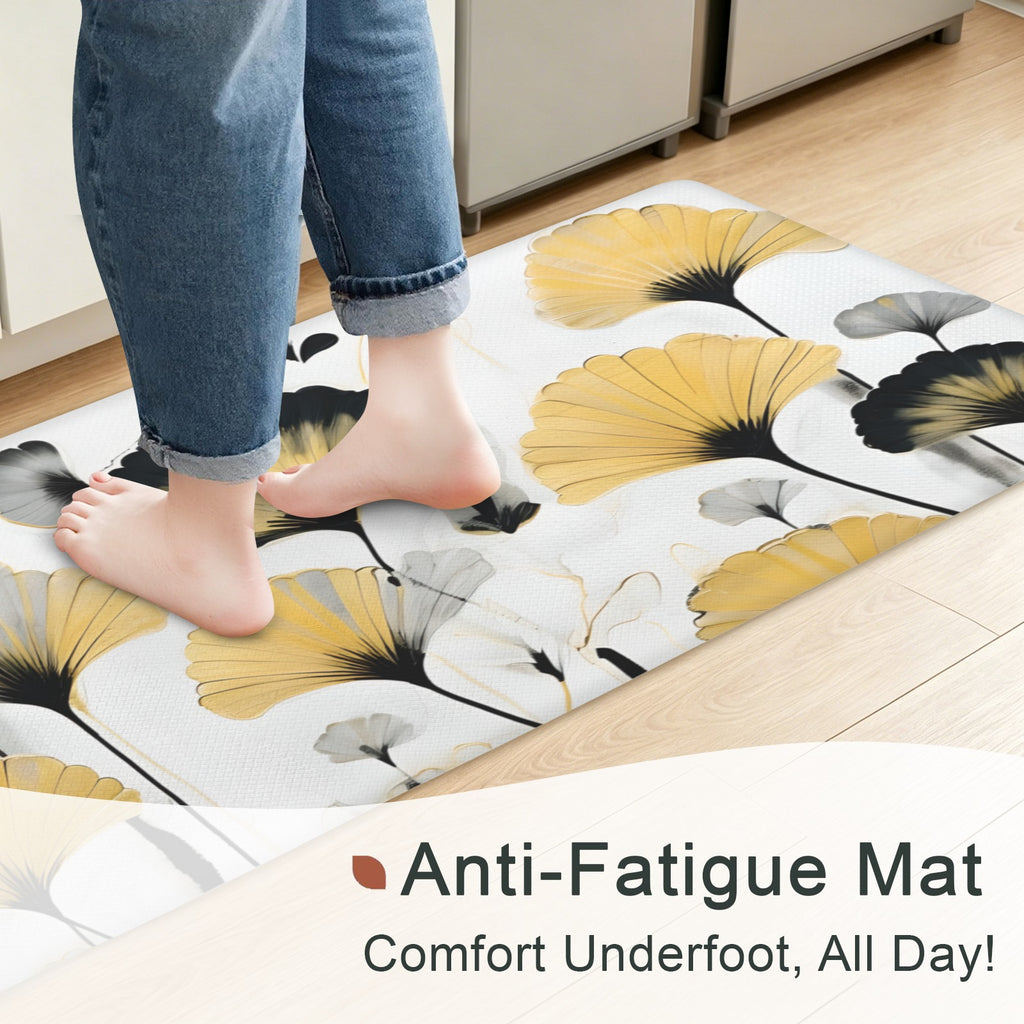 Golden Ginkgo PVC Anti-Fatigue Kitchen Mat 48x24inch