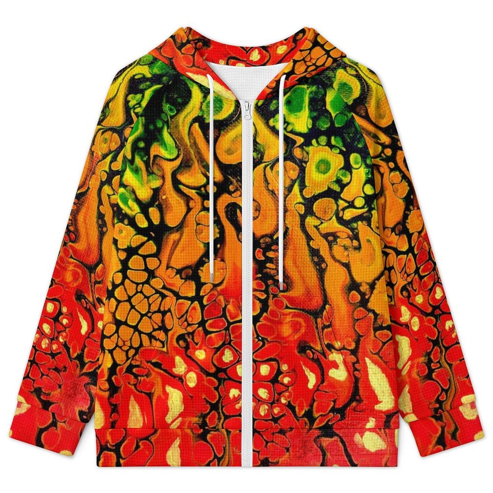 Fire - Women's Full-zip Hoodie with Drawstring