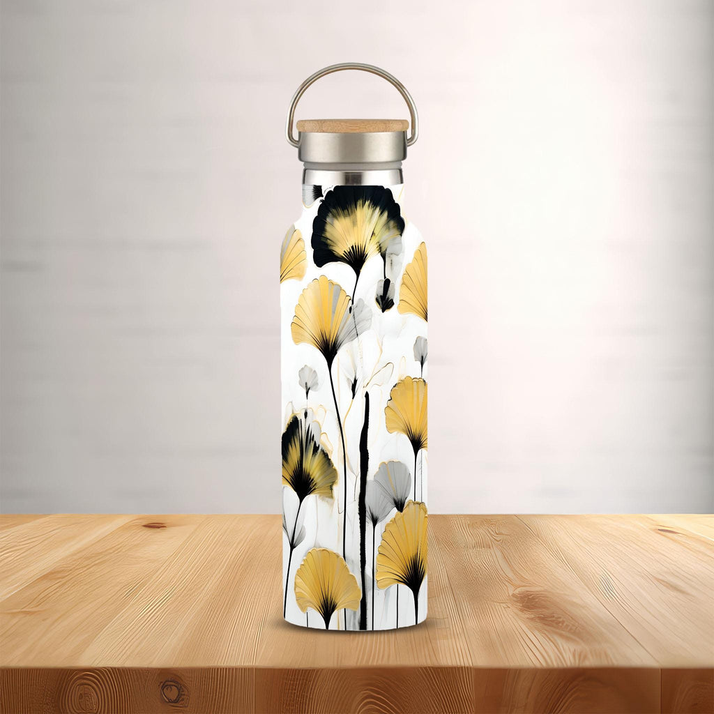 Golden Ginkgo - Stainless Steel Water Bottle with Bamboo Lid