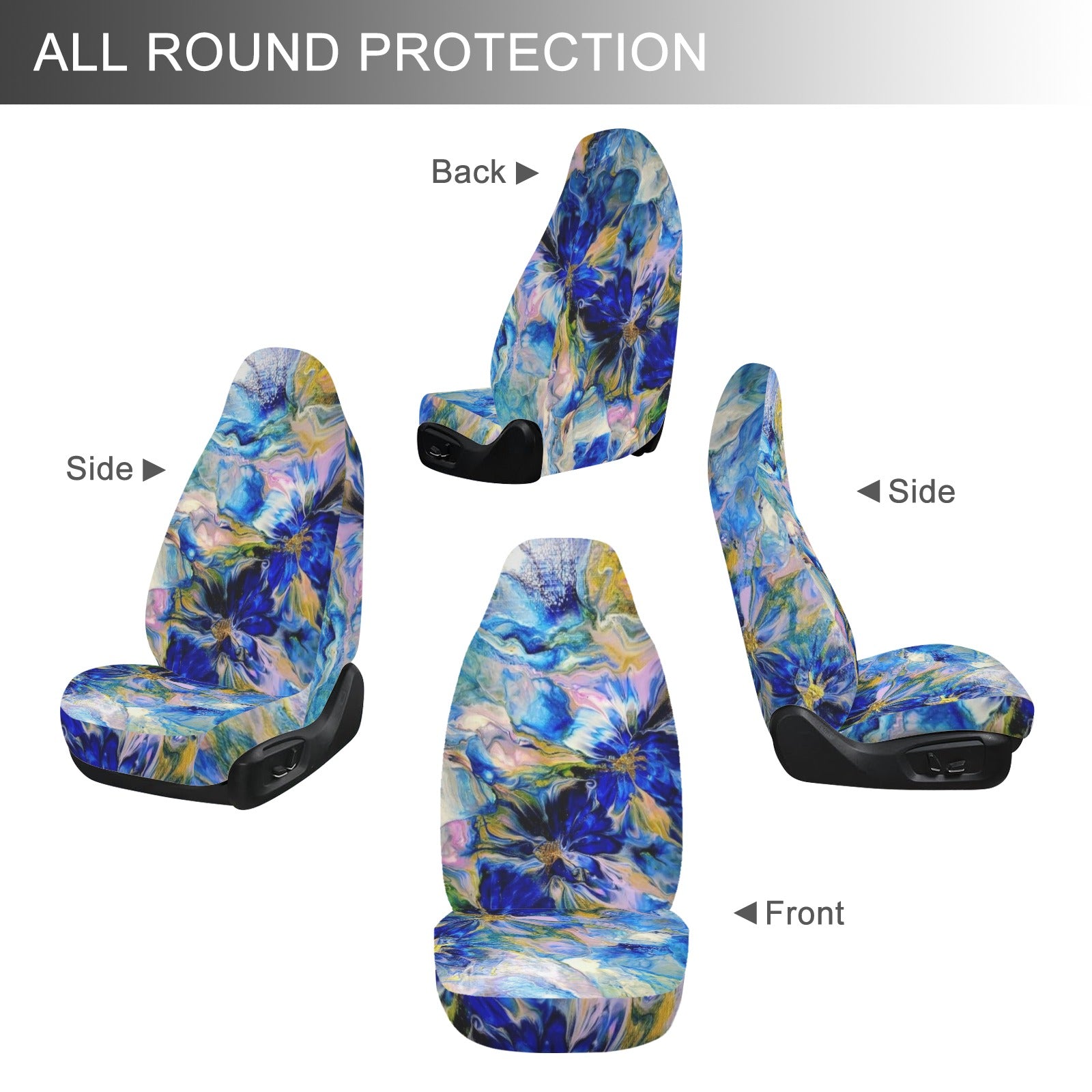Royal Blue Garden Car Seat Covers (Set of 2)
