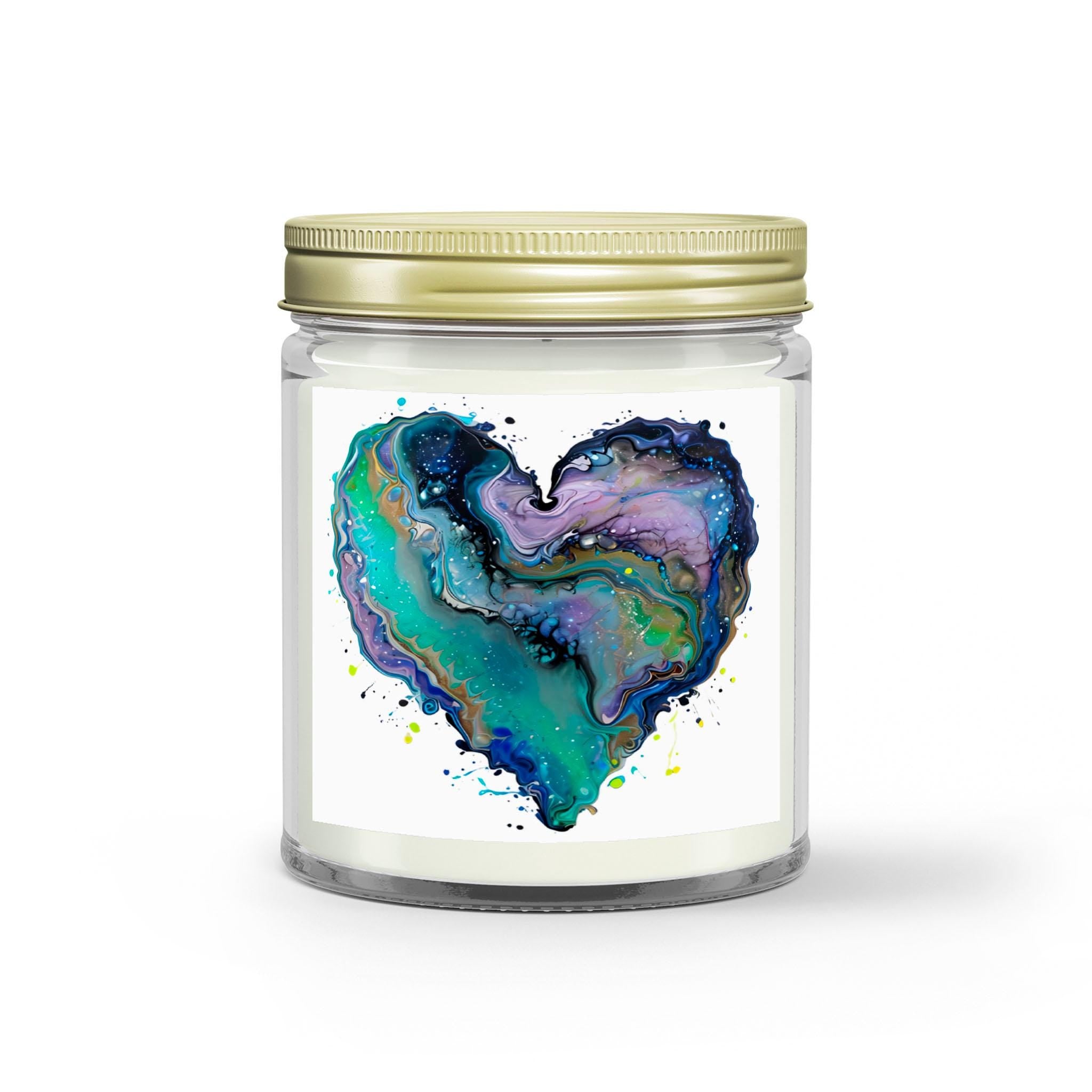 Fluid Art Heart - Glass Jar Scented Candle