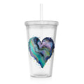 Fluid Art Heart - Clear Acrylic Tumbler w/Straw & Lid