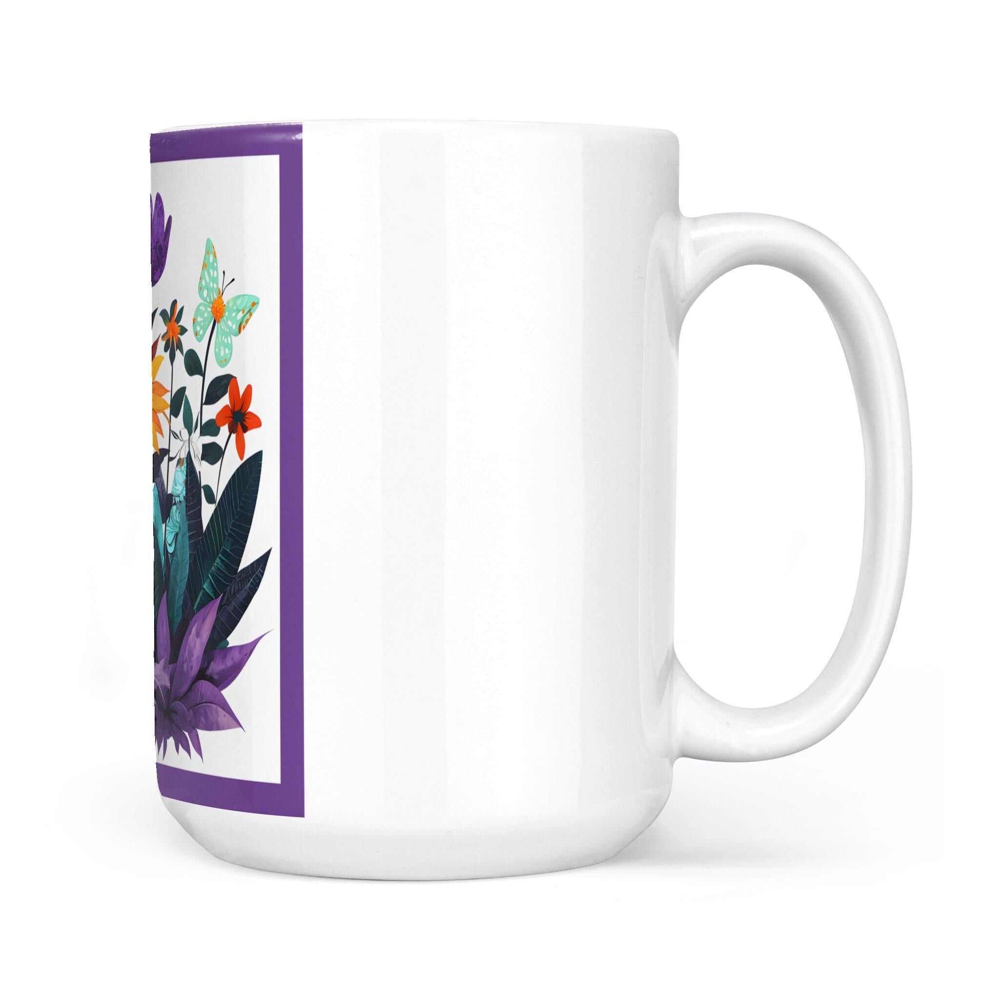 Abstract Purple Garden - White Edge-to-Edge Mug (New)