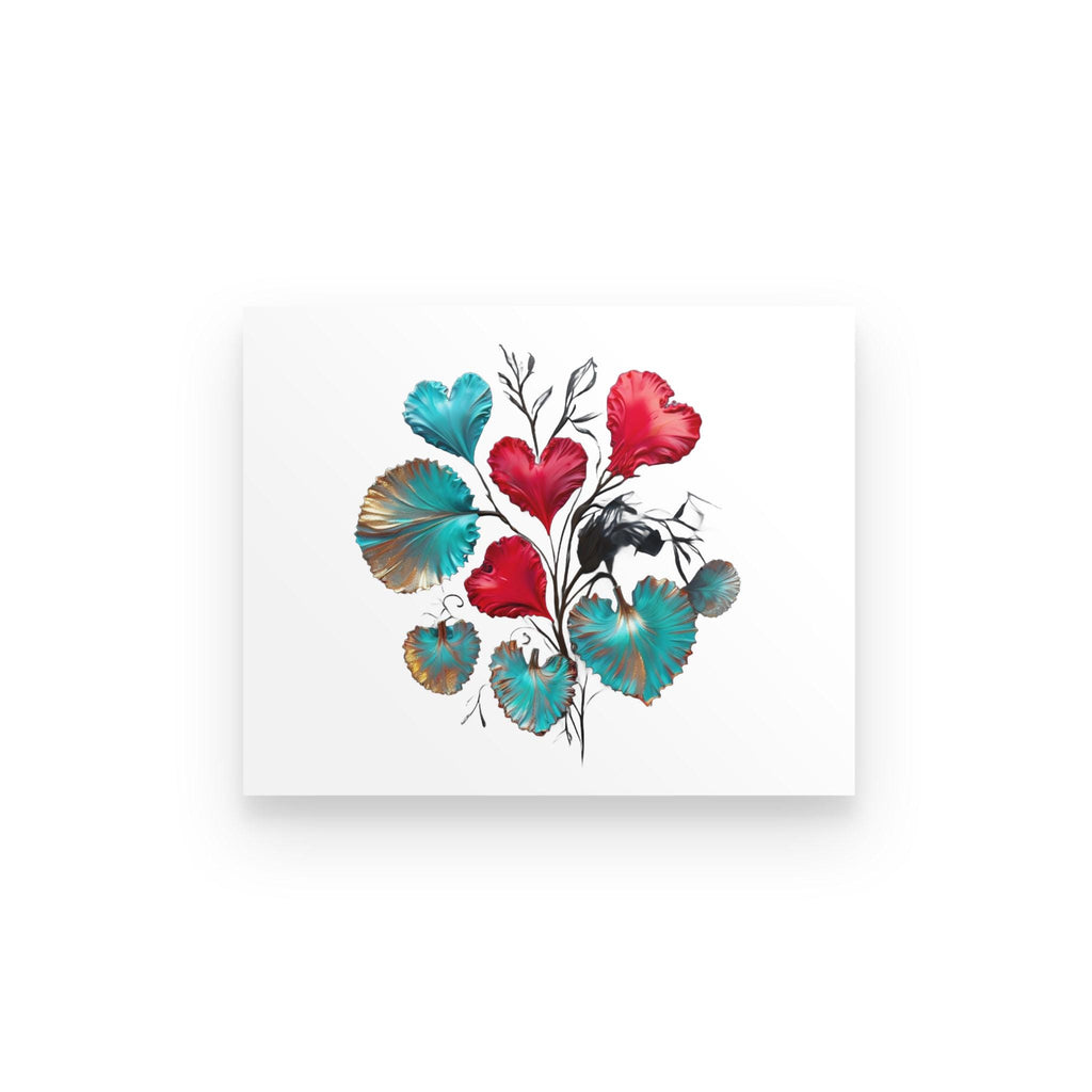 Hearts Floral Art Print – Whimsical Foliage Poster