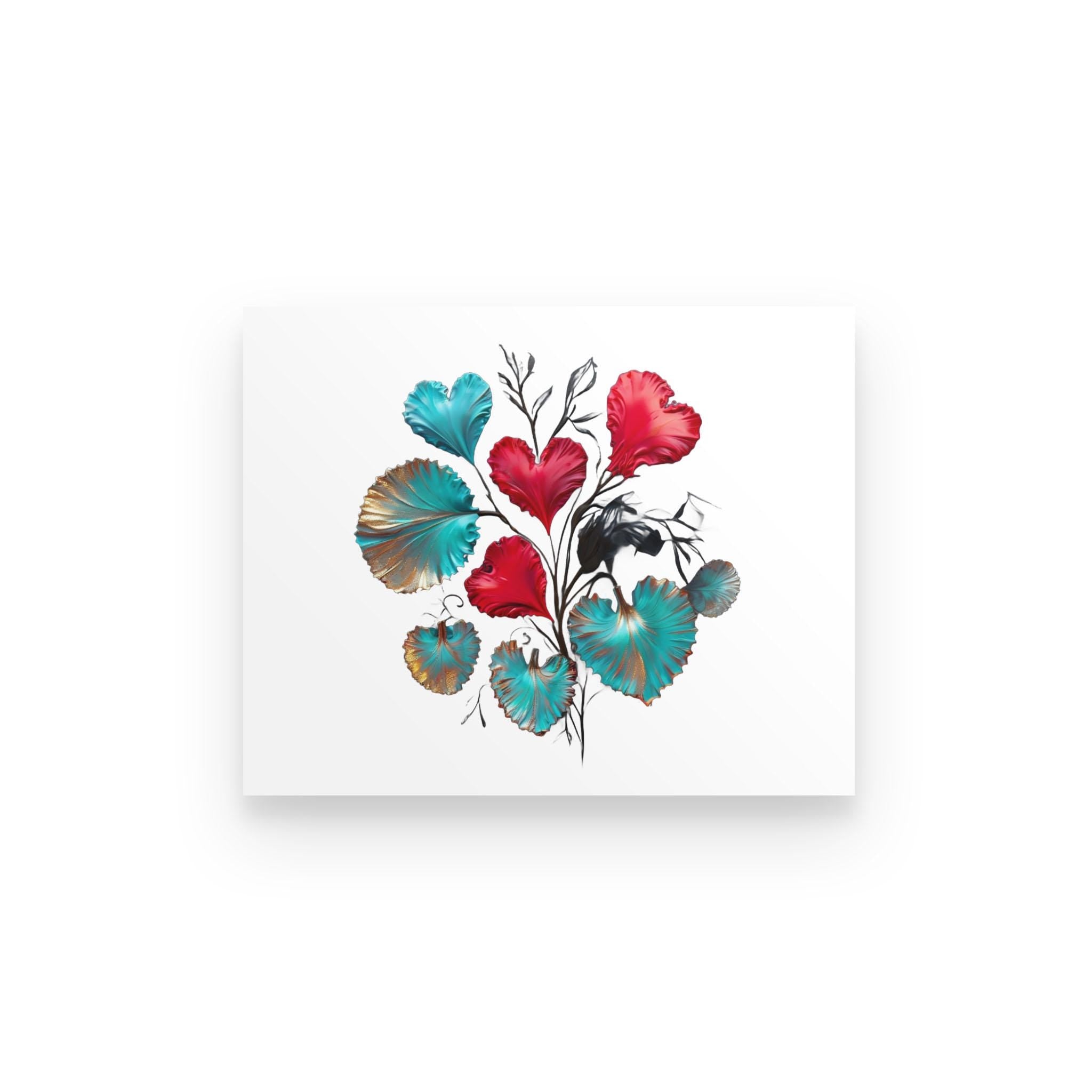 Hearts Floral Art Print – Whimsical Foliage Poster