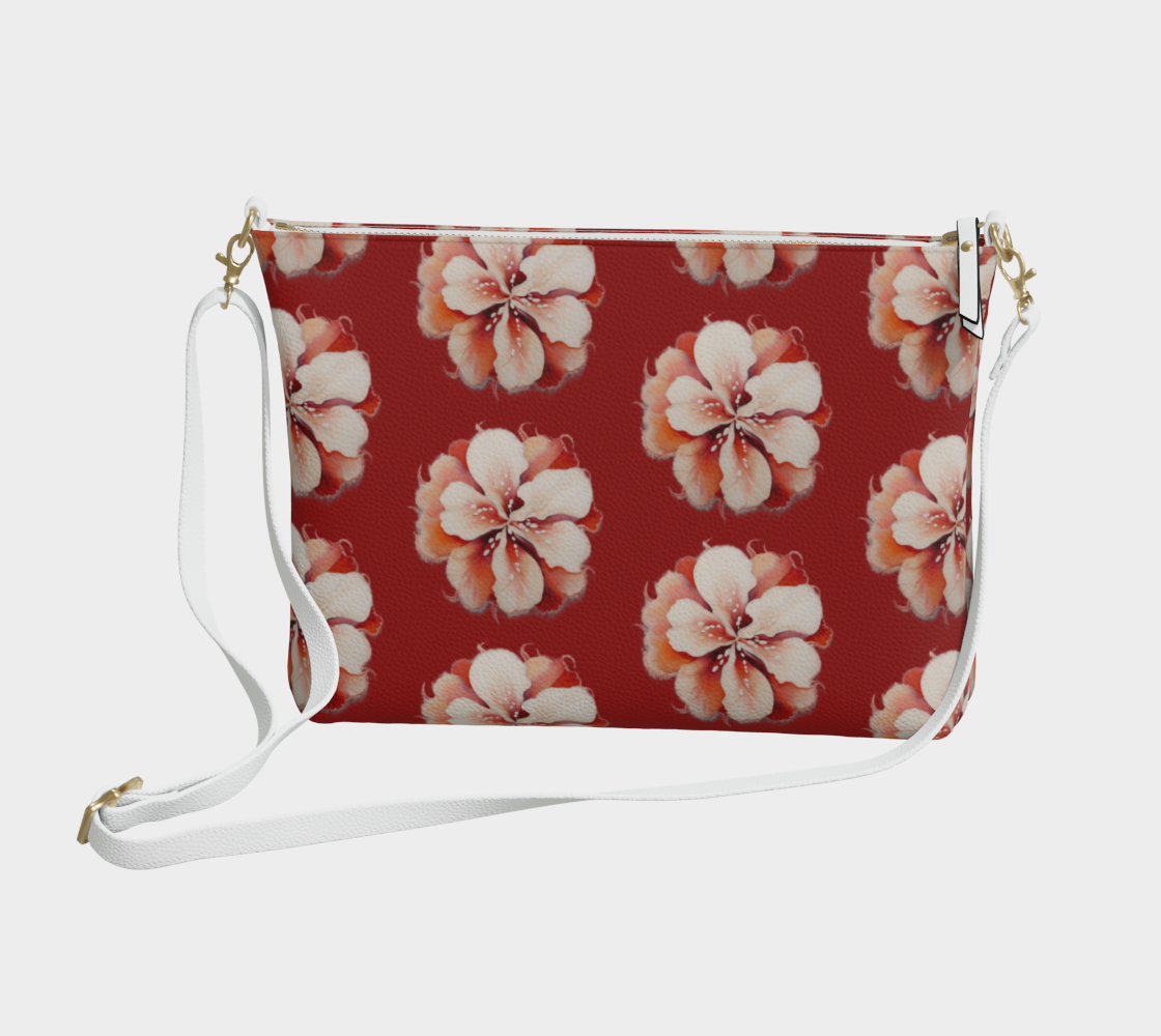 Floral Red - Vegan Leather Crossbody Purse