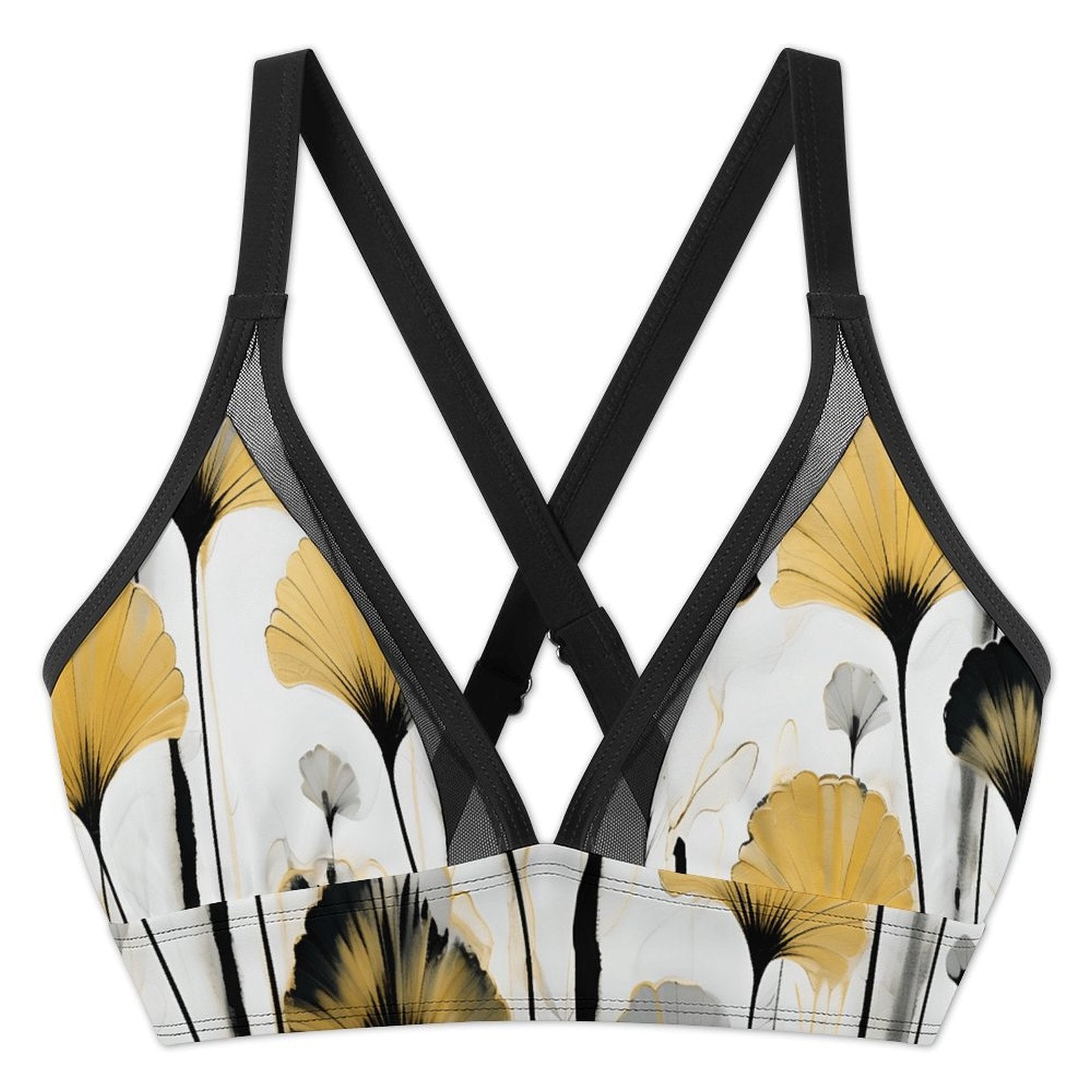 Golden Ginkgo - Design Women's Mesh Drawstring Skirt and Swimsuit Set
