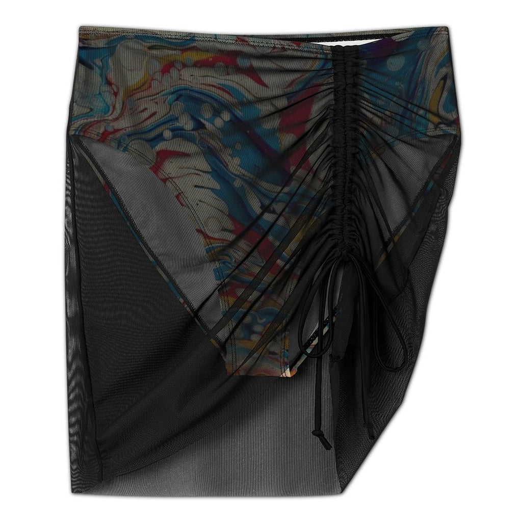 Color Me Happy - Design Women's Mesh Drawstring Skirt and Swimsuit Set