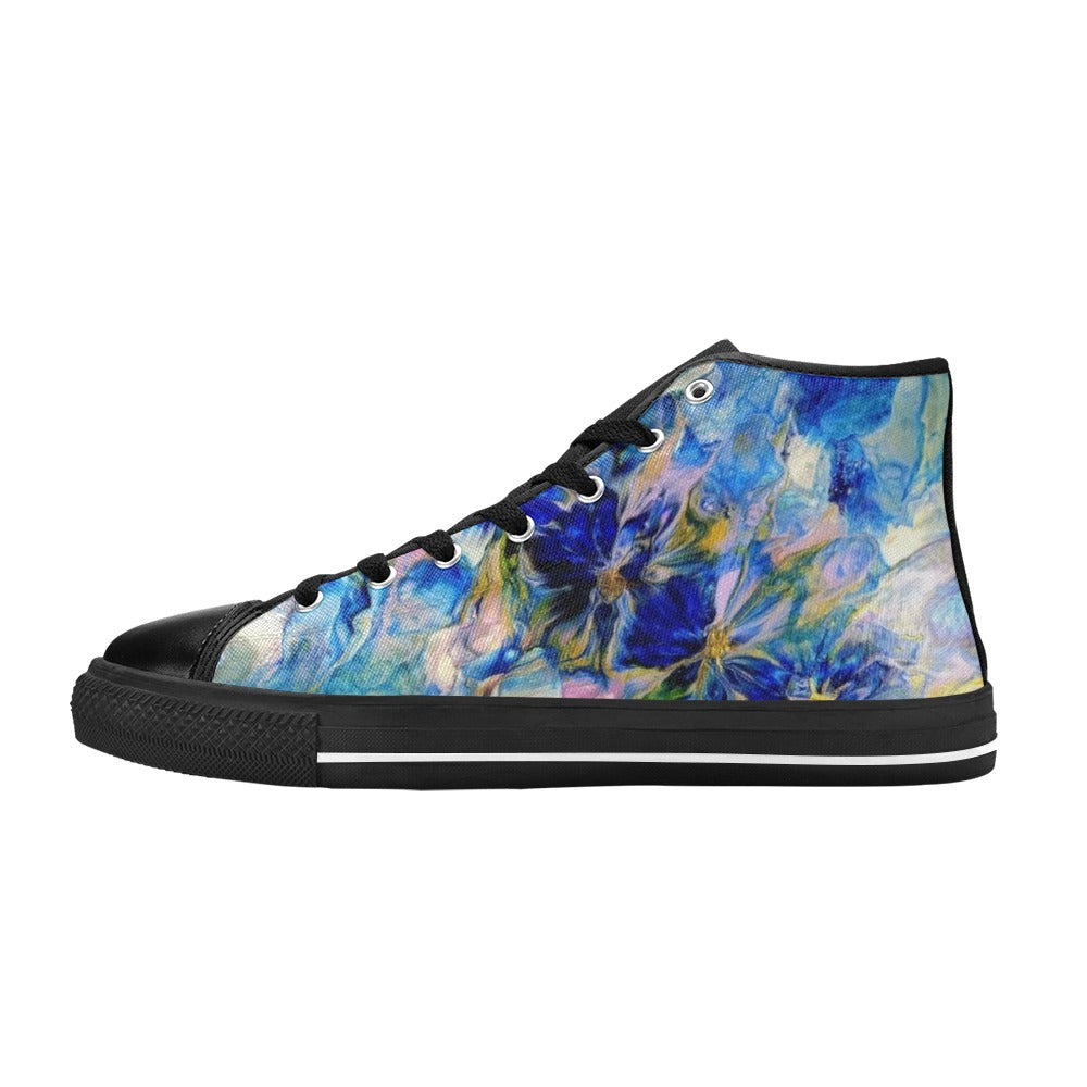 Royal Blue Garden - Women's Classic High-Top Canvas Shoes
