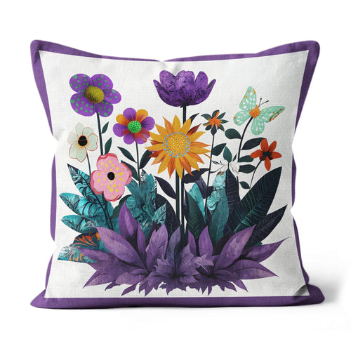 Abstract Purple Garden - Linen Throw Pillow