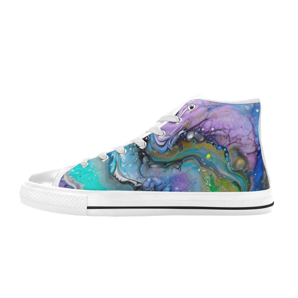 Fluid Art Heart - Men's Classic High-Top Canvas Shoes