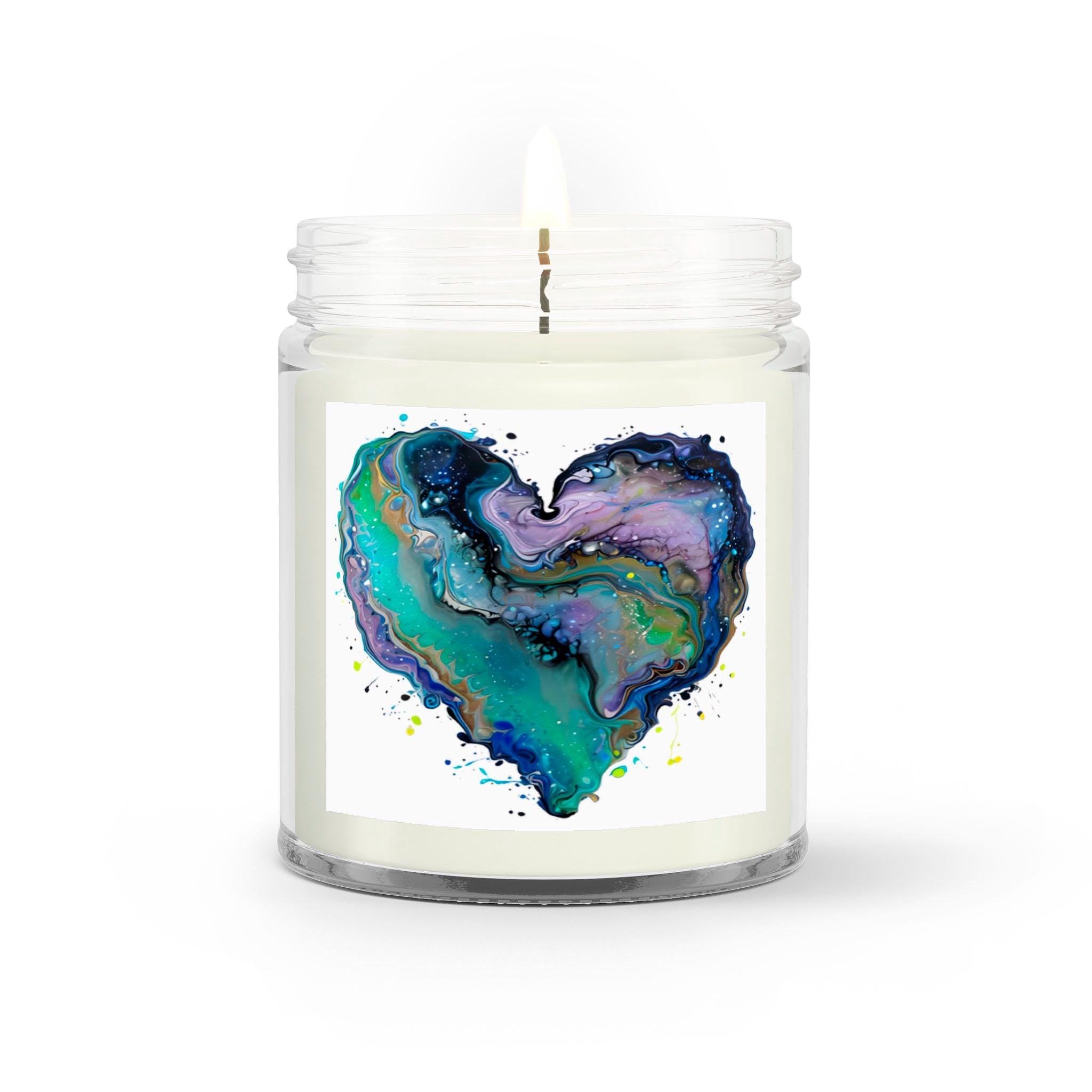 Fluid Art Heart - Glass Jar Scented Candle