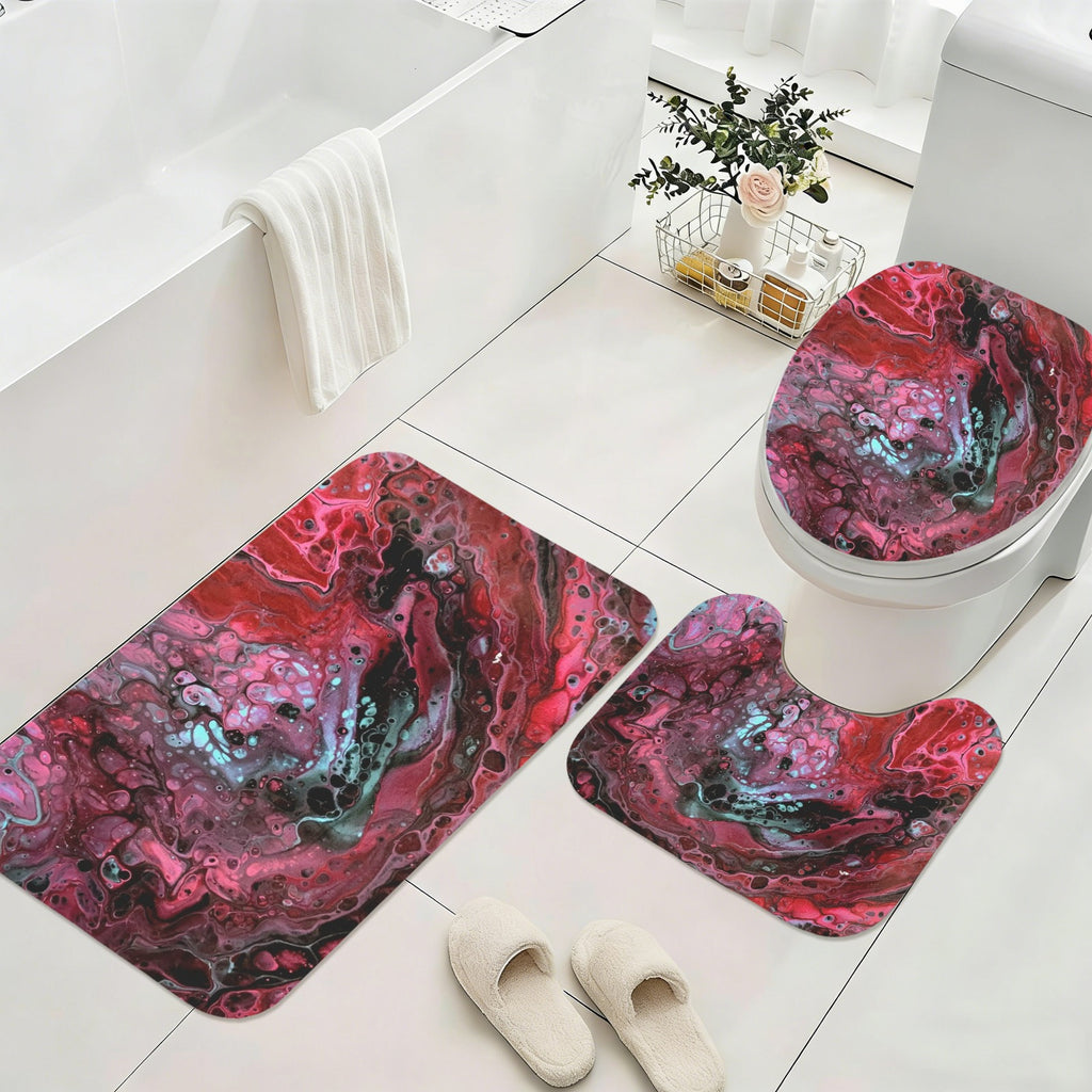 Deep Magenta 3-Piece Bathroom Rug Set