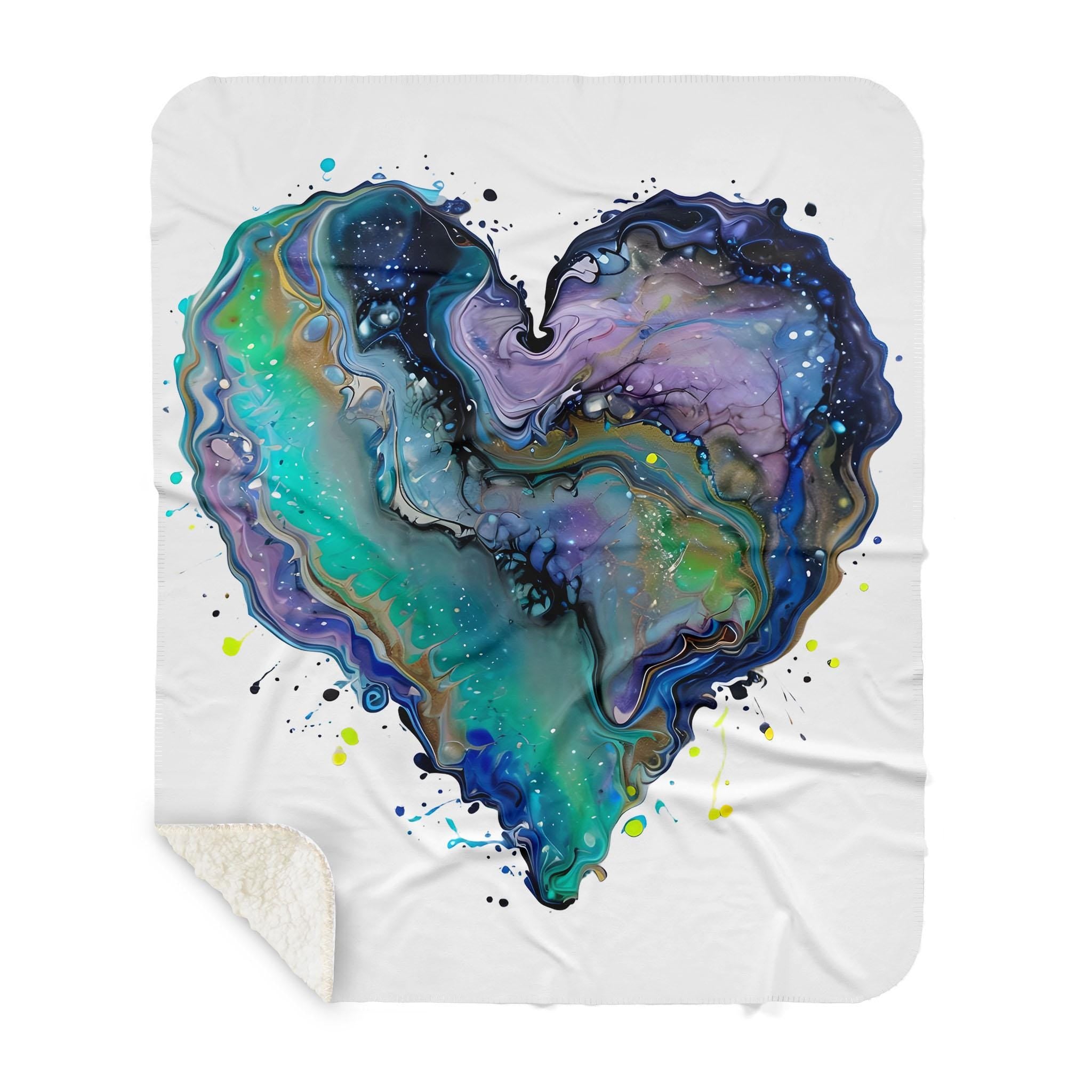 Fluid Art Heart - Sherpa Blanket