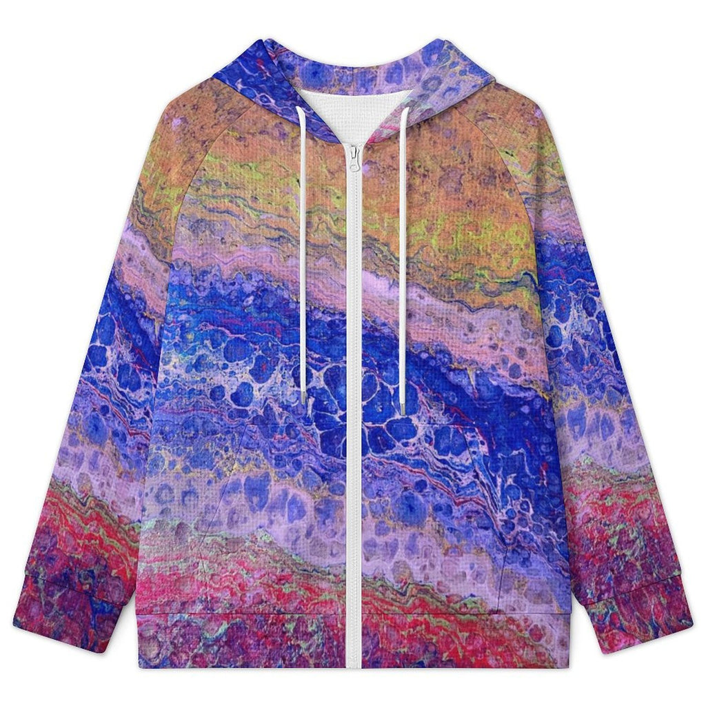 Tie Dye Delight - Women's Full-zip Hoodie with Drawstring