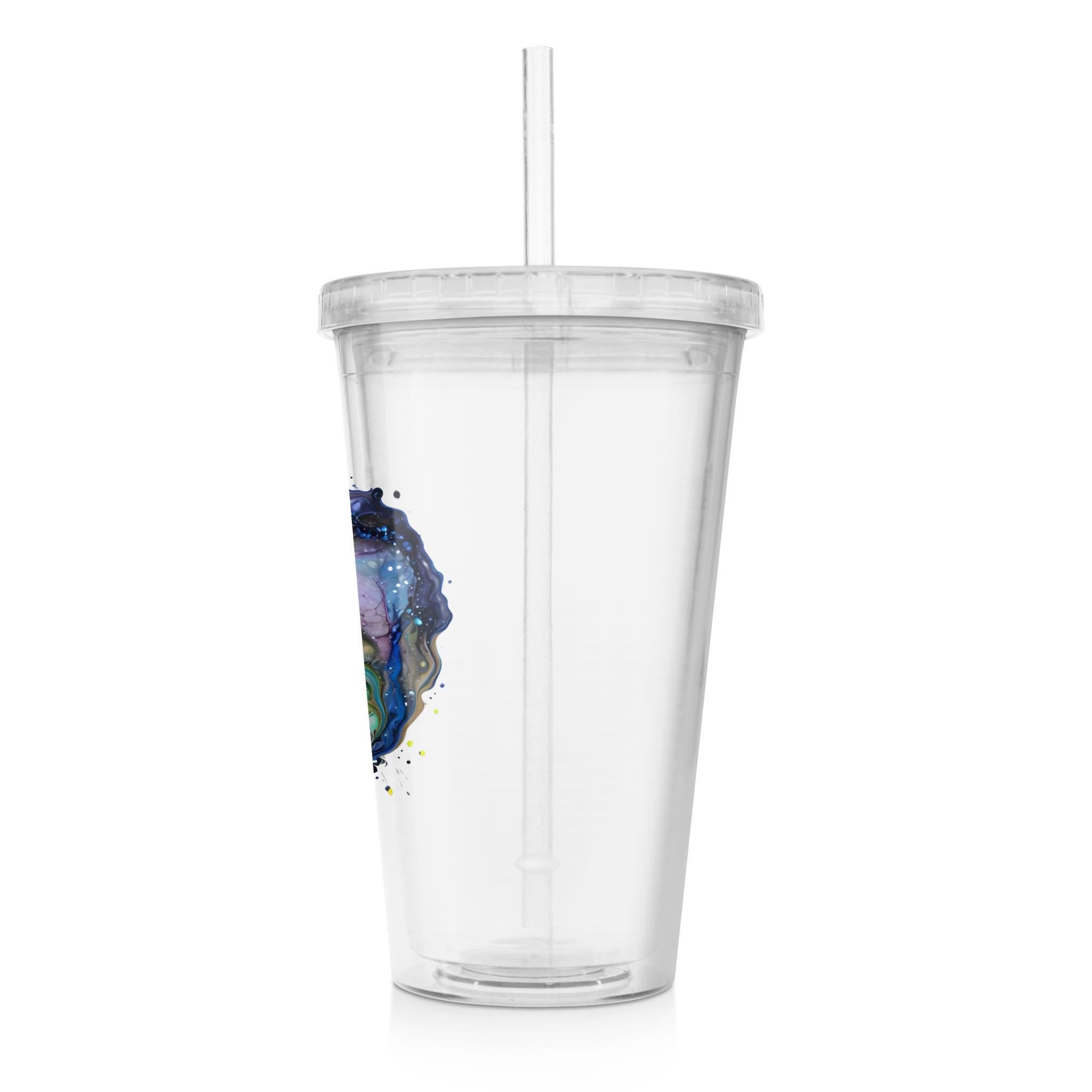 Fluid Art Heart - Clear Acrylic Tumbler w/Straw & Lid