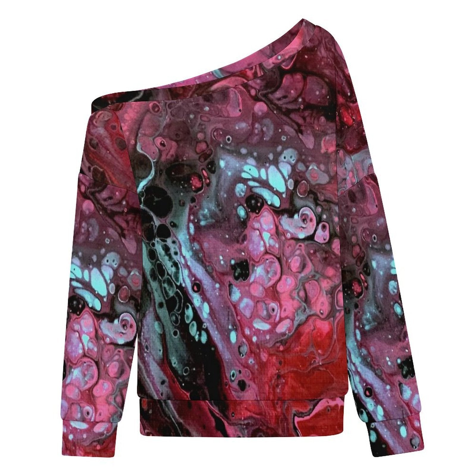 Deep Magenta Women's Off-shoulder Long Sleeve Sweatshirt