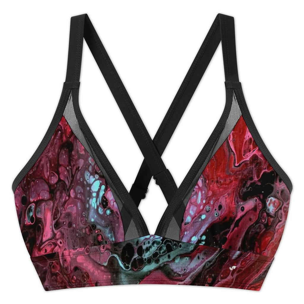 Deep Magenta - Women's Mesh Drawstring Skirt and Swimsuit Set
