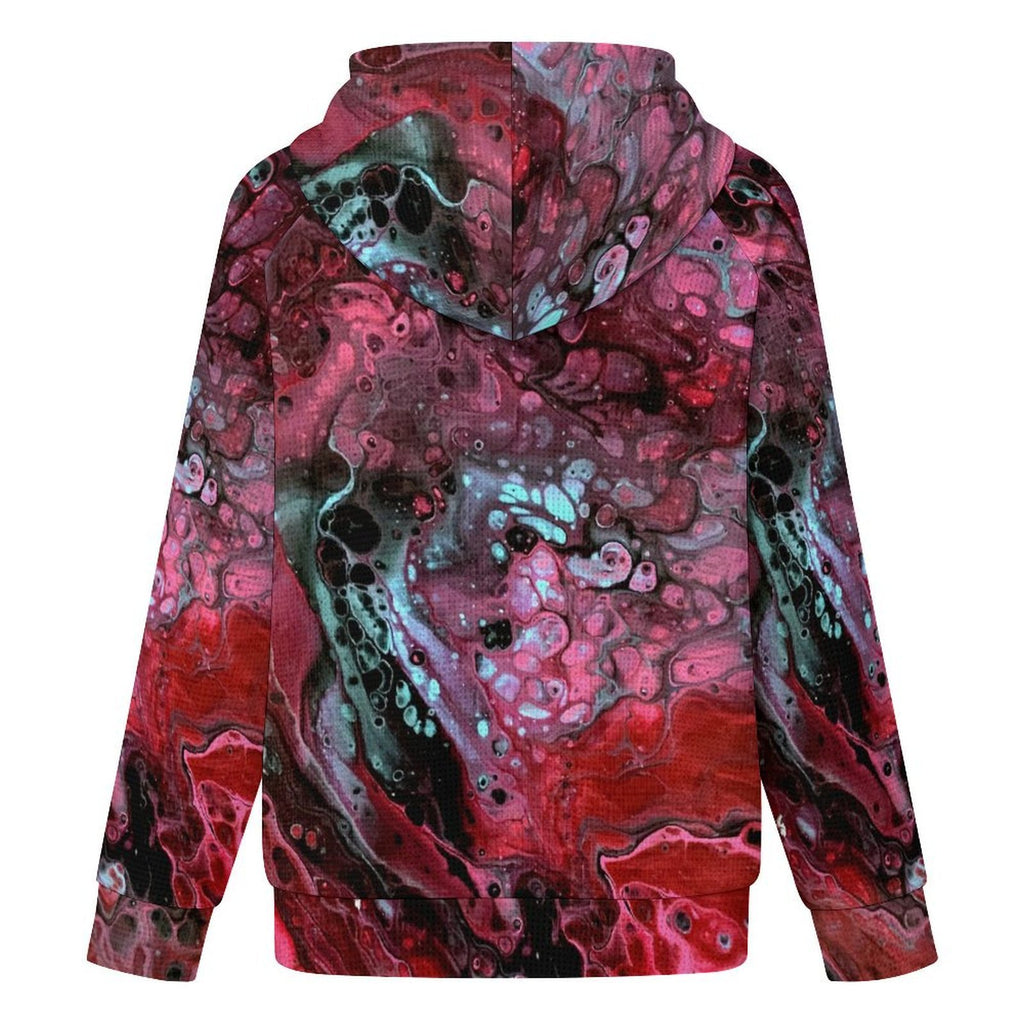 Deep Magenta - Women's Full-zip Hoodie with Drawstring