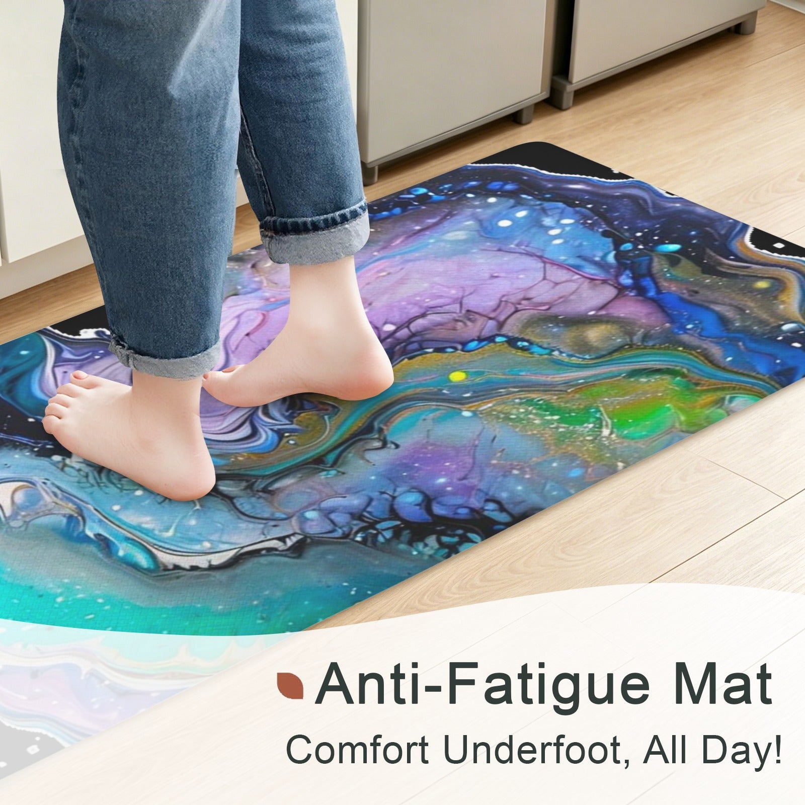 Fluid Art Heart PVC Anti-Fatigue Kitchen Mat 48x24inch