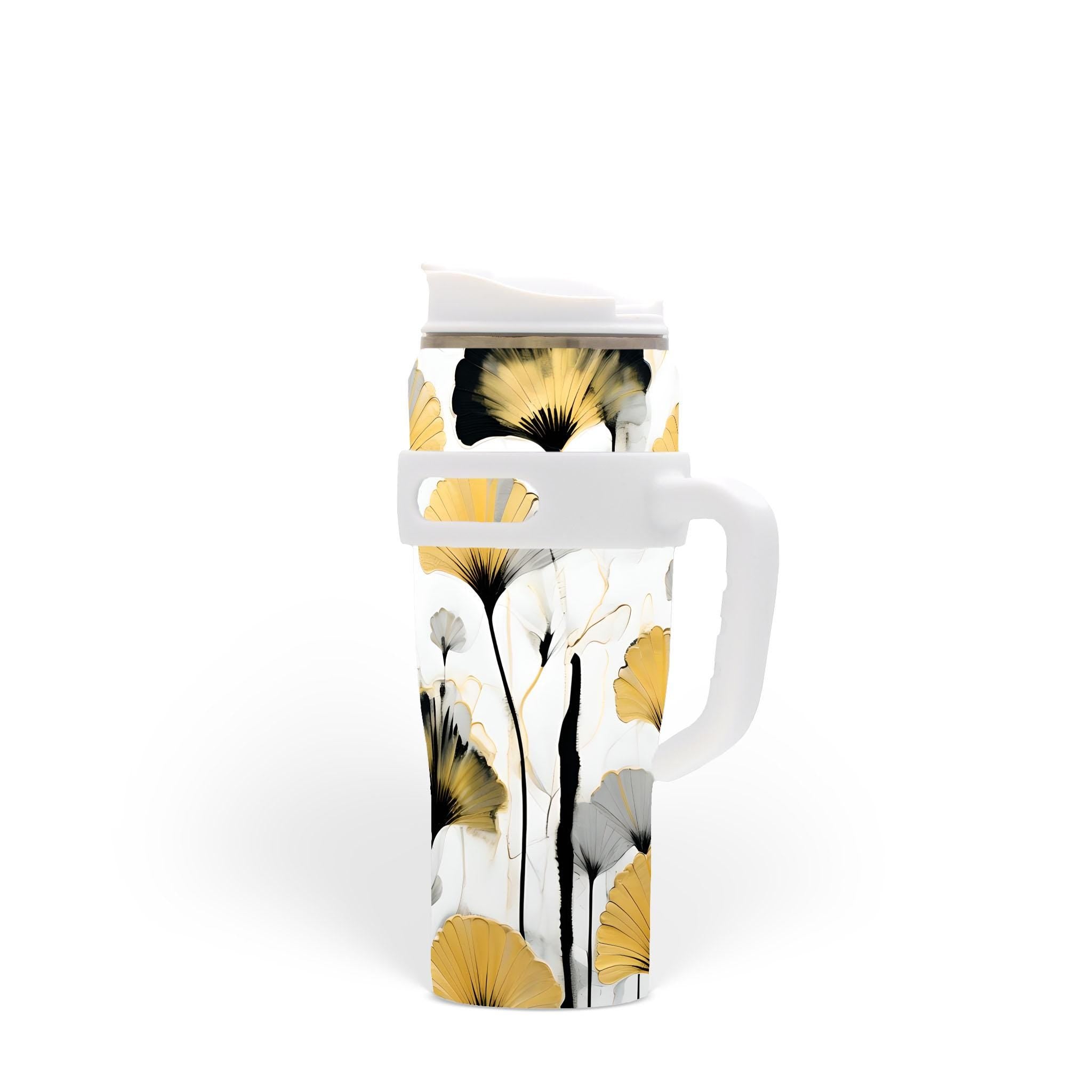 Golden Ginkgo - 40oz Stainless Steel Tumbler with Handle