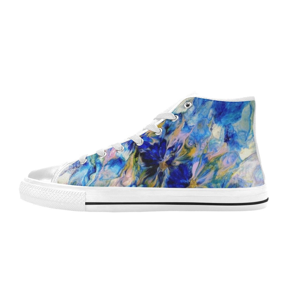 Royal Blue Garden - Men's Classic High-Top Canvas Shoes
