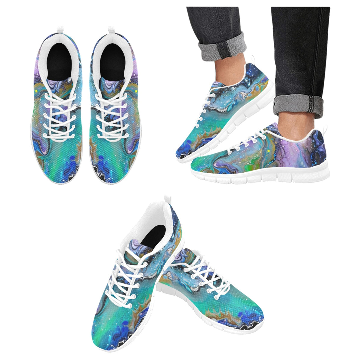 Fluid Art Heart - Men's Breathable Running Shoes