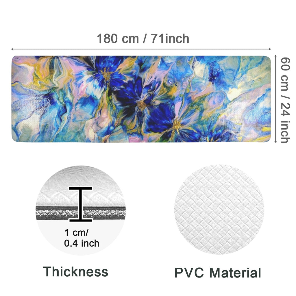 Royal Blue Garden PVC Anti-Fatigue Kitchen Mat 71x24inch