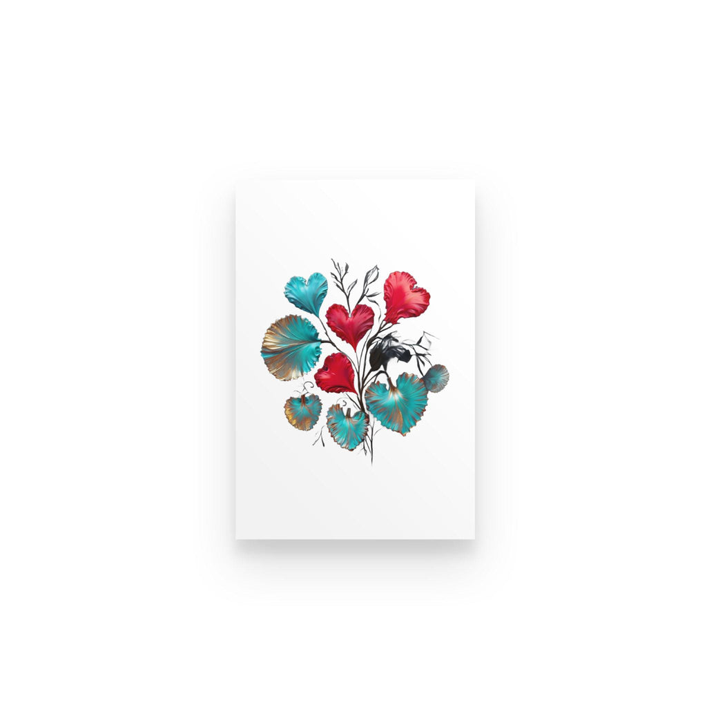 Hearts Floral Art Print – Whimsical Foliage Poster