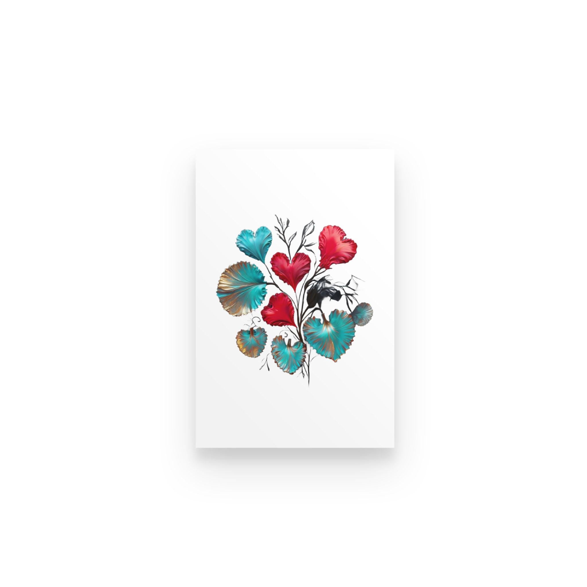 Hearts Floral Art Print – Whimsical Foliage Poster