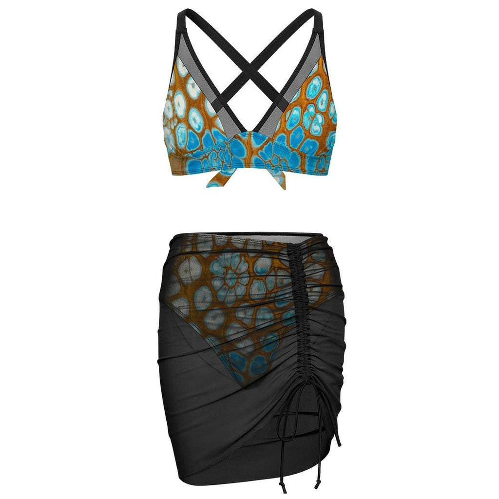 Maui Vibes - Design Women's Mesh Drawstring Skirt and Swimsuit Set