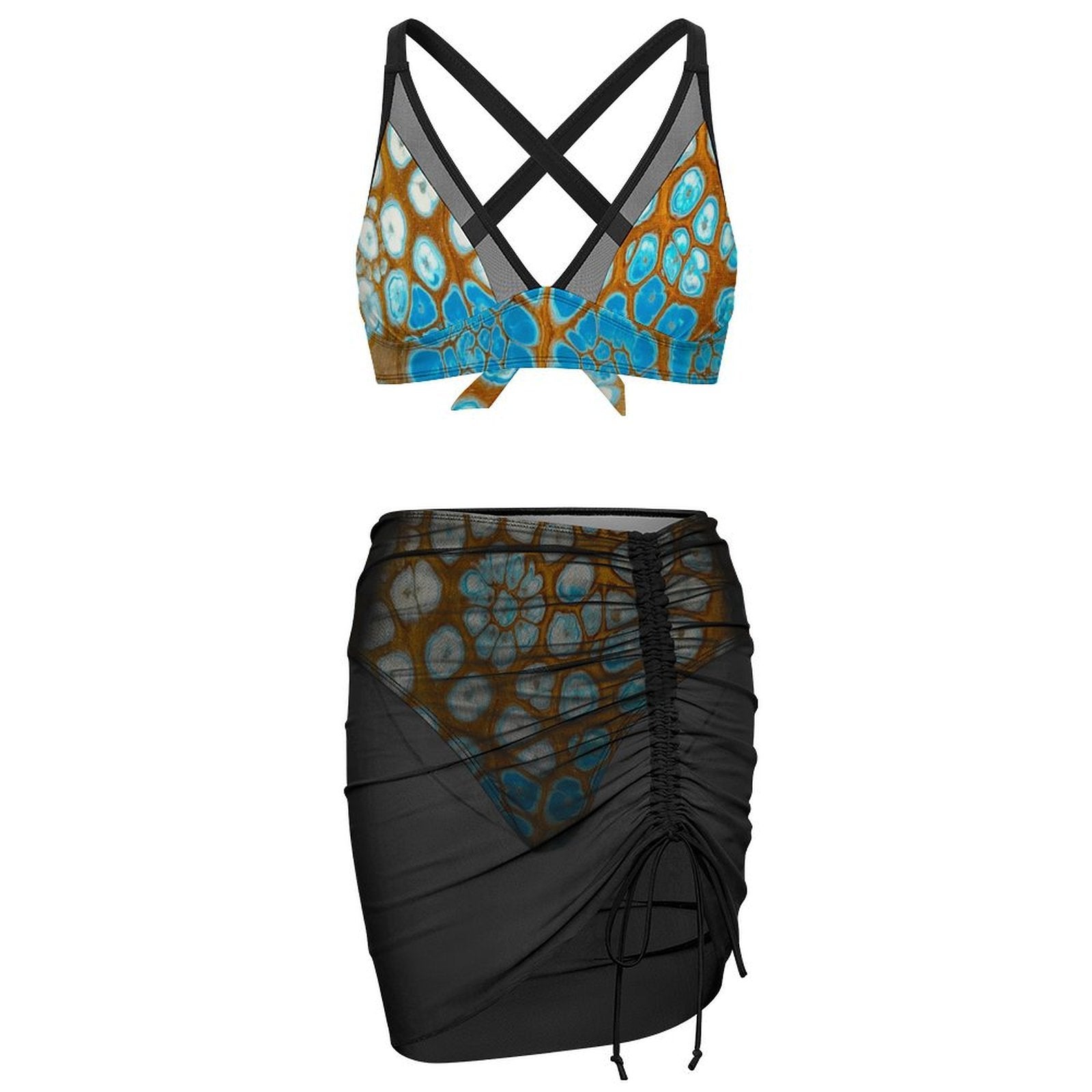 Maui Vibes - Design Women's Mesh Drawstring Skirt and Swimsuit Set