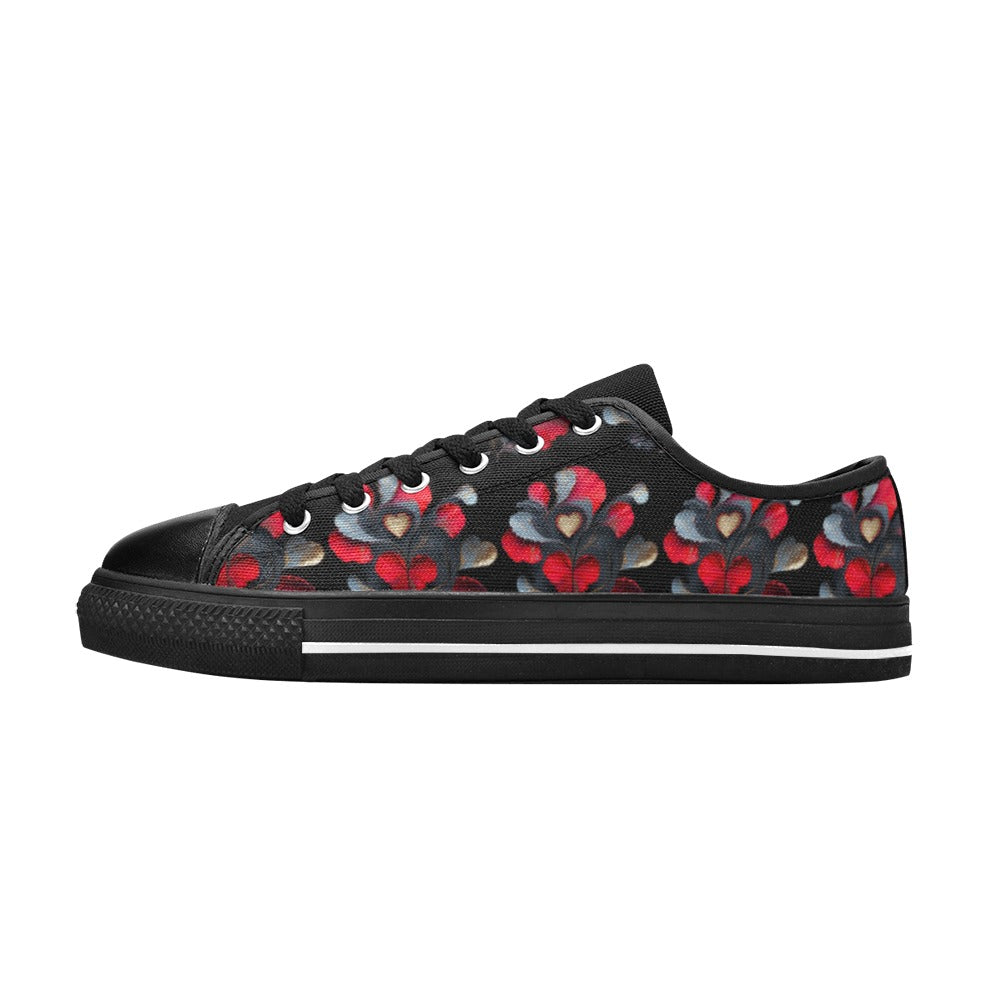 Vibrant Abstract Hearts - Women's Classic Canvas Shoes
