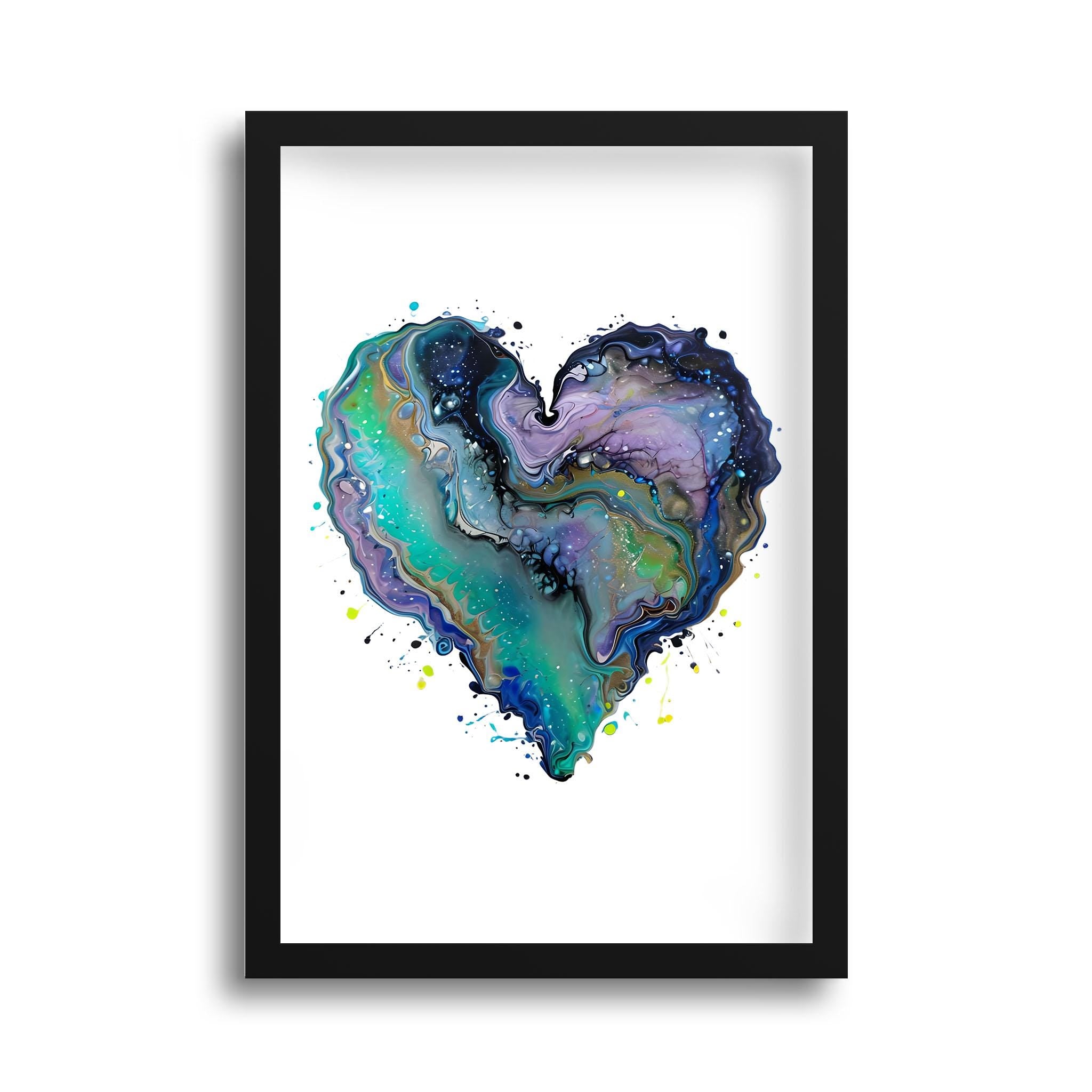 Fluid Art Heart (1) - Framed Art Print (1" frame)