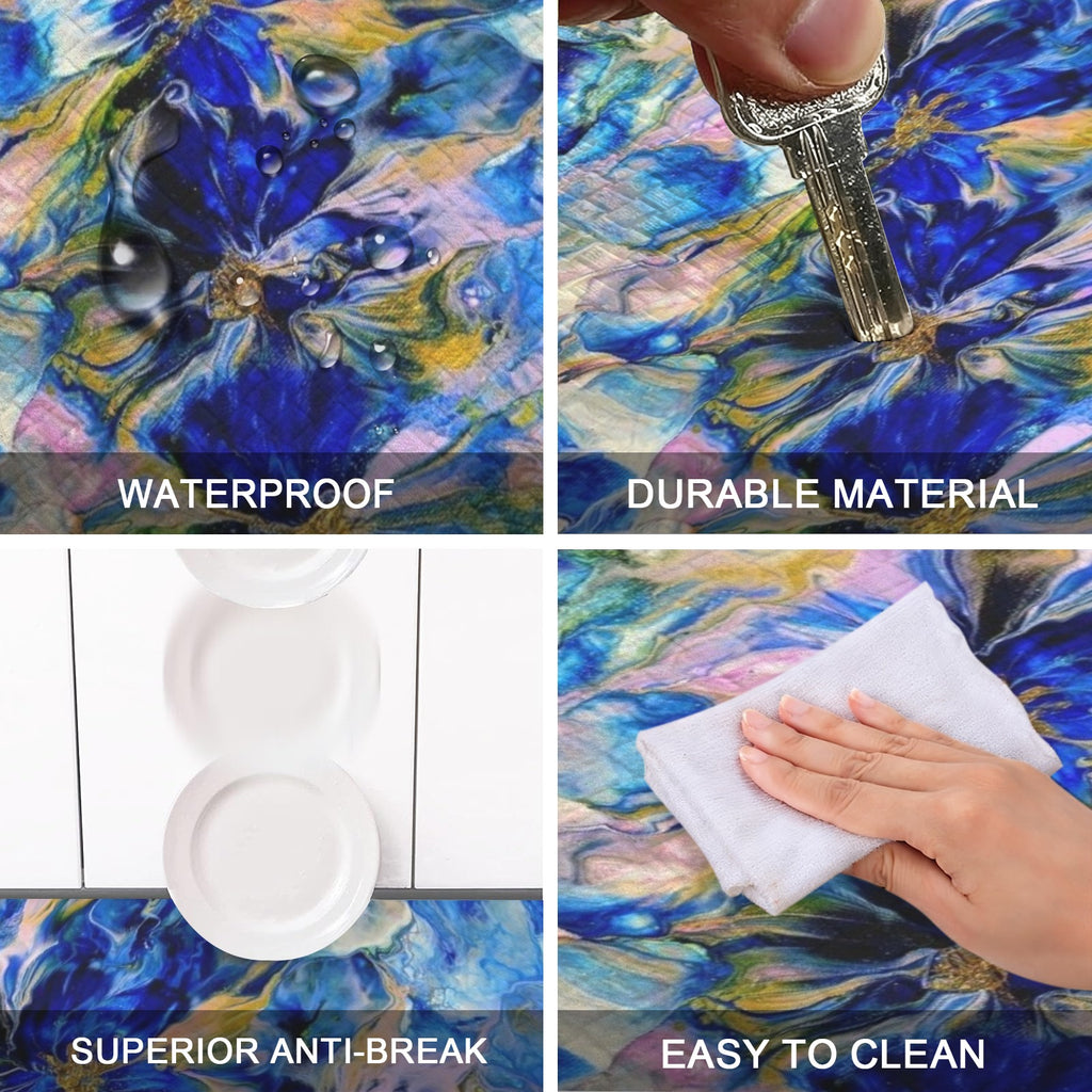 Royal Blue Garden PVC Anti-Fatigue Kitchen Mat 48x24inch